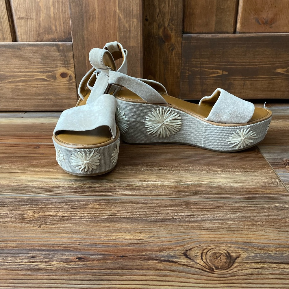 Franco Sarto Jovie Cream Suede Platform Sandals